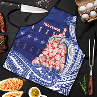 Northern Mariana Islands Christmas Apron Seashell Xmas Tree Tribal Waves DT05 Navy - Polynesian Pride