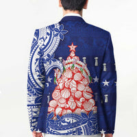 Northern Mariana Islands Christmas Blazer Seashell Xmas Tree Tribal Waves - Polynesian Pride
