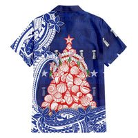 Northern Mariana Islands Christmas Family Matching Mermaid Dress and Hawaiian Shirt Seashell Xmas Tree Tribal Waves - Polynesian Pride