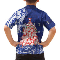 Northern Mariana Islands Christmas Family Matching Summer Maxi Dress and Hawaiian Shirt Seashell Xmas Tree Tribal Waves - Polynesian Pride