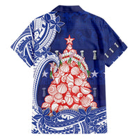 Northern Mariana Islands Christmas Family Matching Summer Maxi Dress and Hawaiian Shirt Seashell Xmas Tree Tribal Waves - Polynesian Pride