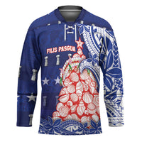 Northern Mariana Islands Christmas Hockey Jersey Seashell Xmas Tree Tribal Waves DT05 Unisex Navy - Polynesian Pride