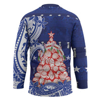 Northern Mariana Islands Christmas Hockey Jersey Seashell Xmas Tree Tribal Waves DT05 - Polynesian Pride