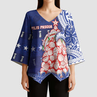 Northern Mariana Islands Christmas Kimono Sleeve Blouse Seashell Xmas Tree Tribal Waves DT05 - Polynesian Pride