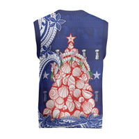 Northern Mariana Islands Christmas Knitted V-Neck Vest Seashell Xmas Tree Tribal Waves DT05 - Polynesian Pride