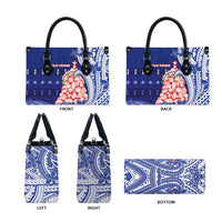 Northern Mariana Islands Christmas Leather Bag Seashell Xmas Tree Tribal Waves - Polynesian Pride