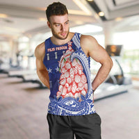 Northern Mariana Islands Christmas Men Tank Top Seashell Xmas Tree Tribal Waves DT05 Navy - Polynesian Pride