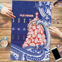 Northern Mariana Islands Christmas Puzzle Seashell Xmas Tree Tribal Waves DT05 Navy - Polynesian Pride