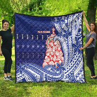 Northern Mariana Islands Christmas Quilt Seashell Xmas Tree Tribal Waves - Polynesian Pride