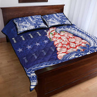 Northern Mariana Islands Christmas Quilt Bed Set Seashell Xmas Tree Tribal Waves - Polynesian Pride