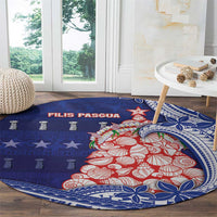 Northern Mariana Islands Christmas Round Carpet Seashell Xmas Tree Tribal Waves - Polynesian Pride