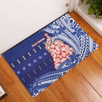 Northern Mariana Islands Christmas Rubber Doormat Seashell Xmas Tree Tribal Waves DT05 - Polynesian Pride