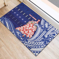 Northern Mariana Islands Christmas Rubber Doormat Seashell Xmas Tree Tribal Waves DT05 - Polynesian Pride
