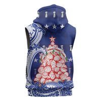 Northern Mariana Islands Christmas Sleeveless Hoodie Seashell Xmas Tree Tribal Waves DT05 - Polynesian Pride