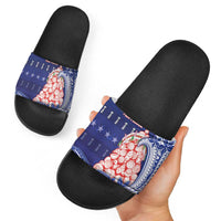 Northern Mariana Islands Christmas Slide Sandals Seashell Xmas Tree Tribal Waves DT05 - Polynesian Pride