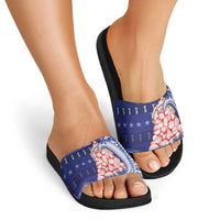 Northern Mariana Islands Christmas Slide Sandals Seashell Xmas Tree Tribal Waves DT05 - Polynesian Pride