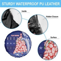 Northern Mariana Islands Christmas Spare Tire Cover Seashell Xmas Tree Tribal Waves - Polynesian Pride