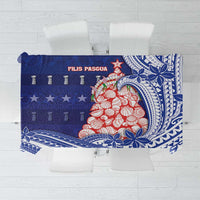 Northern Mariana Islands Christmas Tablecloth Seashell Xmas Tree Tribal Waves DT05 Navy - Polynesian Pride