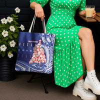 Northern Mariana Islands Christmas Tote Bag Seashell Xmas Tree Tribal Waves - Polynesian Pride