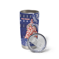 Northern Mariana Islands Christmas Tumbler Cup Seashell Xmas Tree Tribal Waves - Polynesian Pride