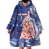 Northern Mariana Islands Christmas Wearable Blanket Hoodie Seashell Xmas Tree Tribal Waves DT05 - Polynesian Pride