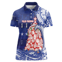 Northern Mariana Islands Christmas Women Polo Shirt Seashell Xmas Tree Tribal Waves DT05 Female Navy - Polynesian Pride