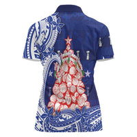 Northern Mariana Islands Christmas Women Polo Shirt Seashell Xmas Tree Tribal Waves DT05 - Polynesian Pride