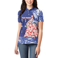 Northern Mariana Islands Christmas Women Polo Shirt Seashell Xmas Tree Tribal Waves DT05 - Polynesian Pride