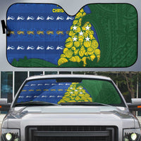 Solomon Islands Christmas Auto Sun Shade Seashell Xmas Tree Tribal Waves - Polynesian Pride