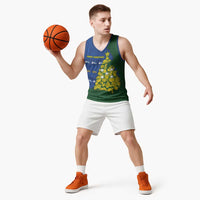 Solomon Islands Christmas Basketball Jersey Seashell Xmas Tree Tribal Waves DT05 - Polynesian Pride
