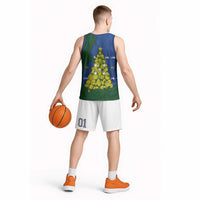 Solomon Islands Christmas Basketball Jersey Seashell Xmas Tree Tribal Waves DT05 - Polynesian Pride