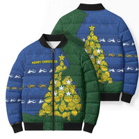 Solomon Islands Christmas Bomber Puffer Jacket Seashell Xmas Tree Tribal Waves DT05 - Polynesian Pride