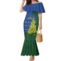 Solomon Islands Christmas Family Matching Mermaid Dress and Hawaiian Shirt Seashell Xmas Tree Tribal Waves - Polynesian Pride