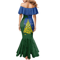 Solomon Islands Christmas Family Matching Mermaid Dress and Hawaiian Shirt Seashell Xmas Tree Tribal Waves - Polynesian Pride
