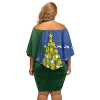 Solomon Islands Christmas Family Matching Off Shoulder Short Dress and Hawaiian Shirt Seashell Xmas Tree Tribal Waves - Polynesian Pride