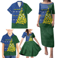 Solomon Islands Christmas Family Matching Puletasi and Hawaiian Shirt Seashell Xmas Tree Tribal Waves - Polynesian Pride