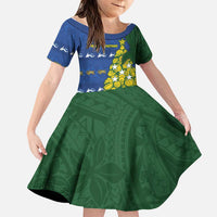 Solomon Islands Christmas Family Matching Short Sleeve Bodycon Dress and Hawaiian Shirt Seashell Xmas Tree Tribal Waves - Polynesian Pride
