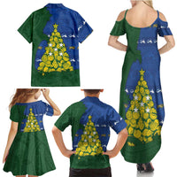Solomon Islands Christmas Family Matching Summer Maxi Dress and Hawaiian Shirt Seashell Xmas Tree Tribal Waves - Polynesian Pride