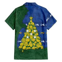 Solomon Islands Christmas Family Matching Summer Maxi Dress and Hawaiian Shirt Seashell Xmas Tree Tribal Waves - Polynesian Pride