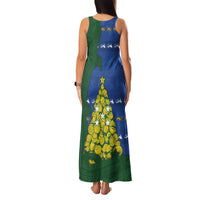 Solomon Islands Christmas Family Matching Tank Maxi Dress and Hawaiian Shirt Seashell Xmas Tree Tribal Waves - Polynesian Pride