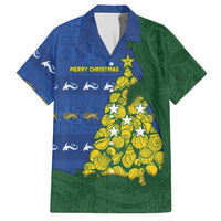 Solomon Islands Christmas Hawaiian Shirt Seashell Xmas Tree Tribal Waves DT05 Navy - Polynesian Pride