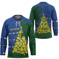 Solomon Islands Christmas Hockey Jersey Seashell Xmas Tree Tribal Waves DT05 - Polynesian Pride