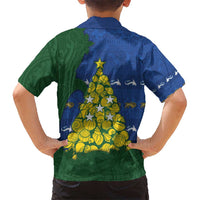 Solomon Islands Christmas Kid Hawaiian Shirt Seashell Xmas Tree Tribal Waves - Polynesian Pride