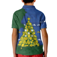Solomon Islands Christmas Kid Polo Shirt Seashell Xmas Tree Tribal Waves DT05 - Polynesian Pride