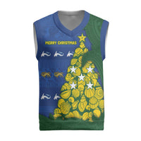 Solomon Islands Christmas Knitted V-Neck Vest Seashell Xmas Tree Tribal Waves DT05 Navy - Polynesian Pride