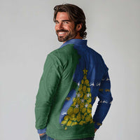 Solomon Islands Christmas Long Sleeve Polo Shirt Seashell Xmas Tree Tribal Waves DT05 - Polynesian Pride