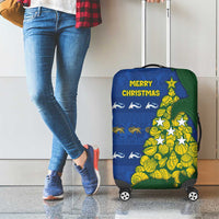 Solomon Islands Christmas Luggage Cover Seashell Xmas Tree Tribal Waves - Polynesian Pride