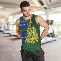Solomon Islands Christmas Men Tank Top Seashell Xmas Tree Tribal Waves DT05 Navy - Polynesian Pride