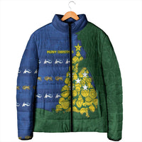 Solomon Islands Christmas Padded Jacket Seashell Xmas Tree Tribal Waves DT05 - Polynesian Pride