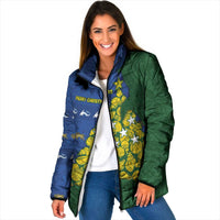 Solomon Islands Christmas Padded Jacket Seashell Xmas Tree Tribal Waves DT05 Women Navy - Polynesian Pride